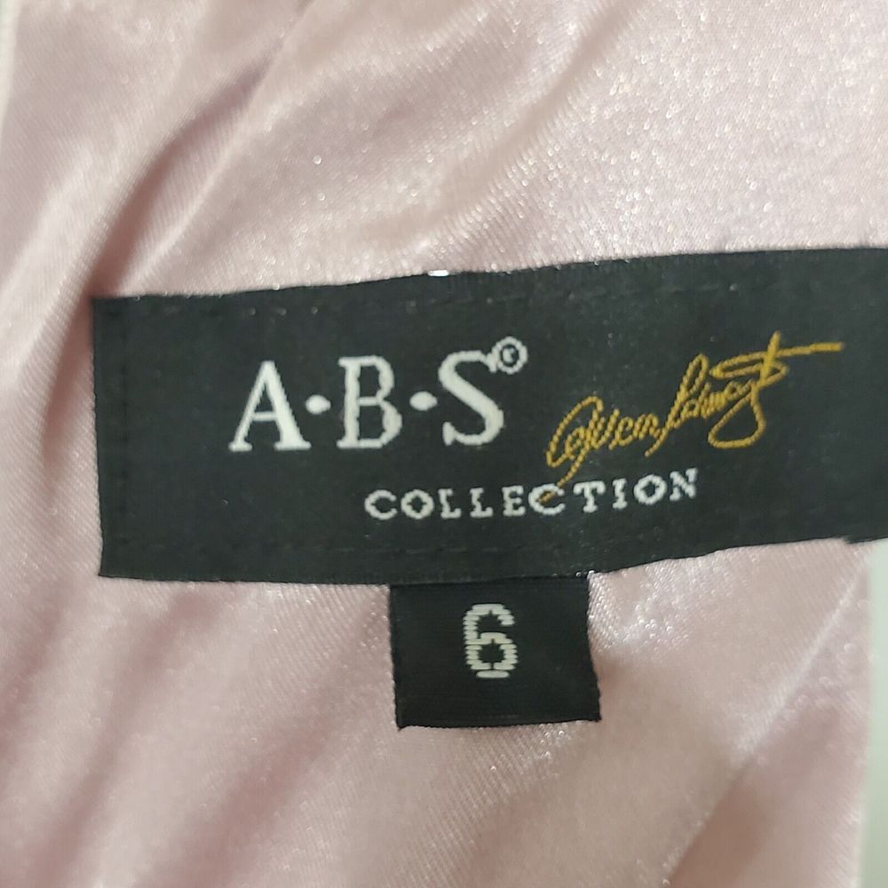 ABS Allen Schwartz Dress 6 Pink Silver Metallic Beaded Rhinestone Cocktail Vtg - Picture 14 of 16